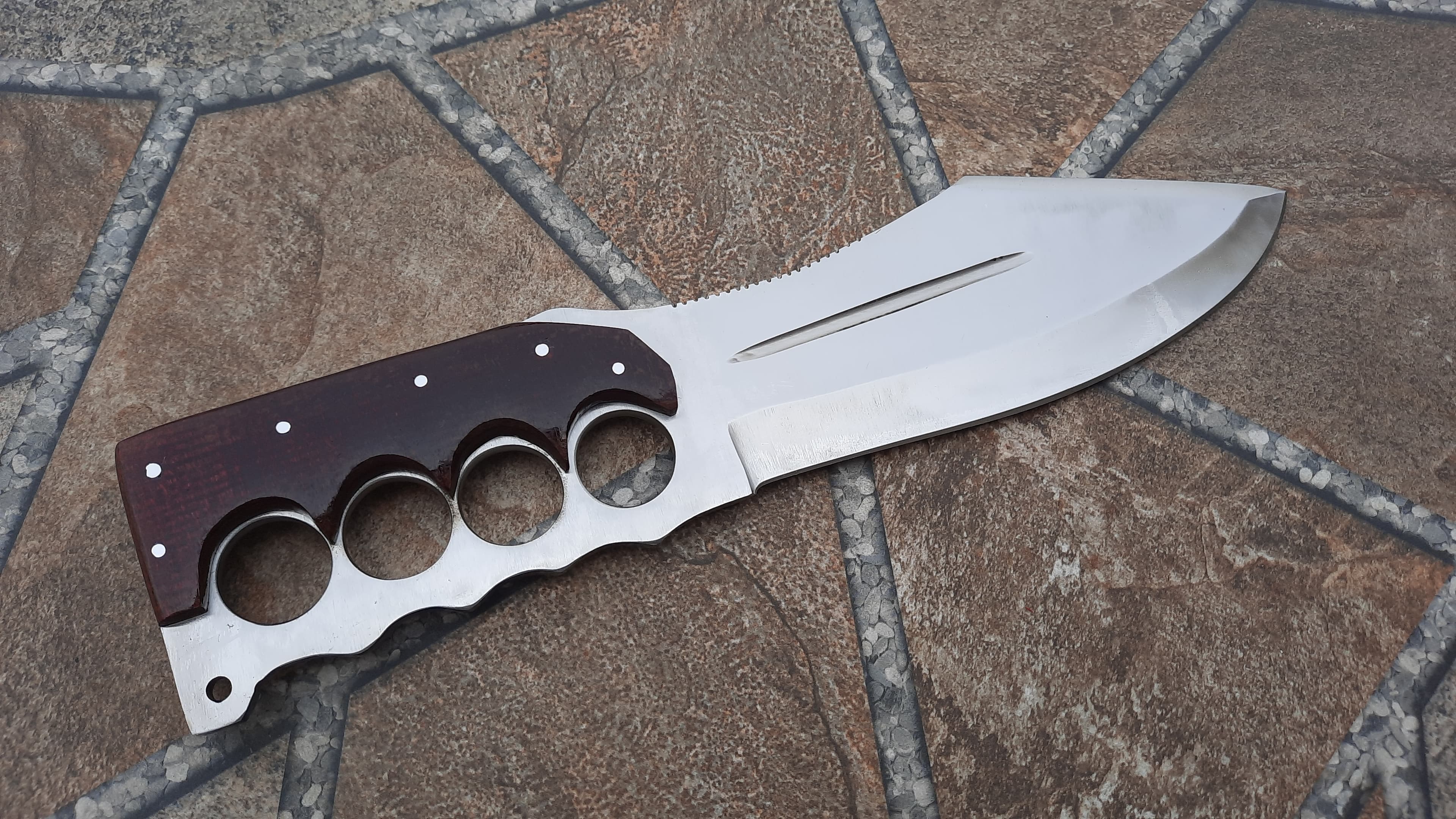 J2 Steel Bowie Knife - Wood Handle