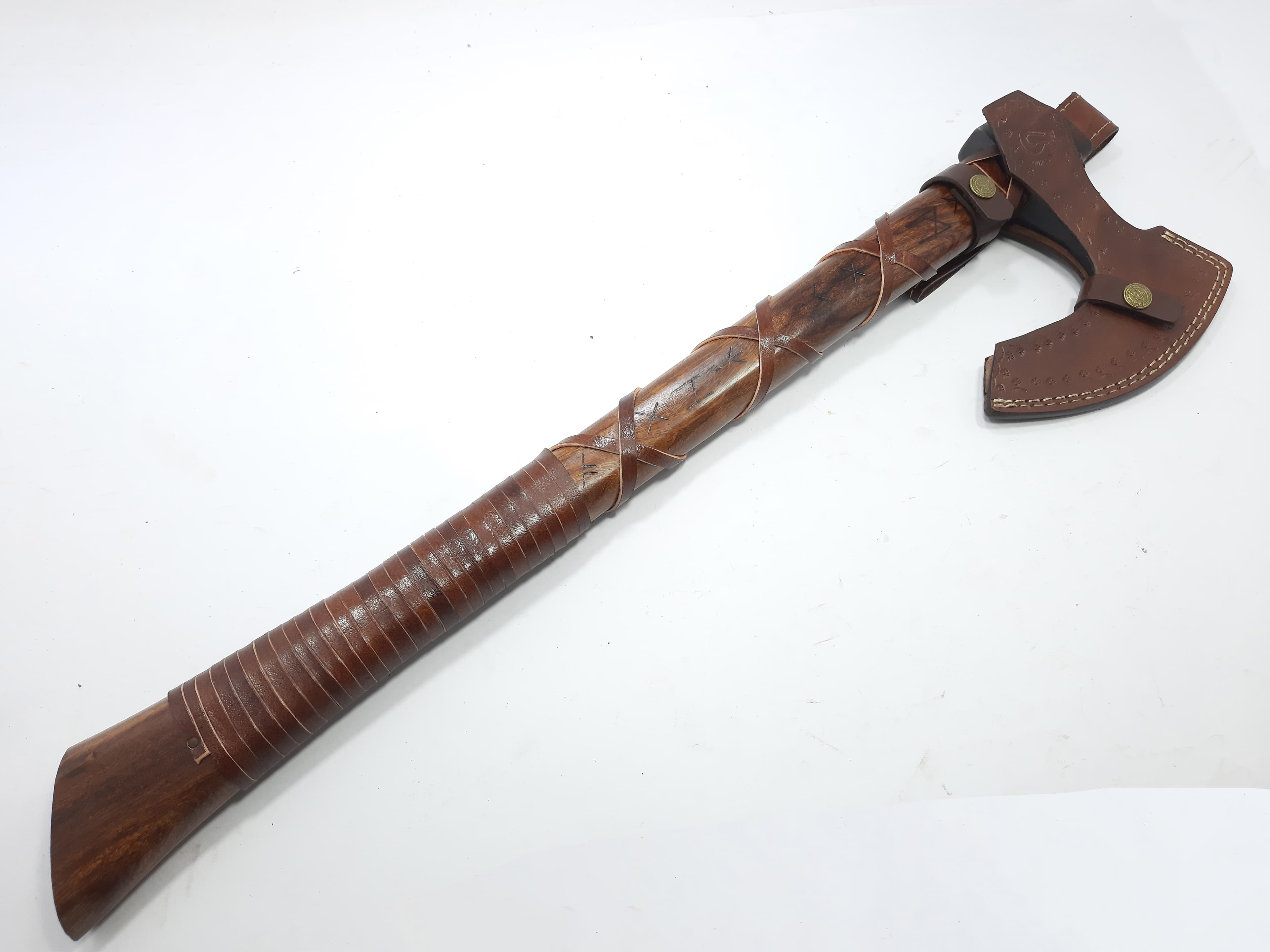 Carbon Steel Axe - Engraved Rose Wood Handle