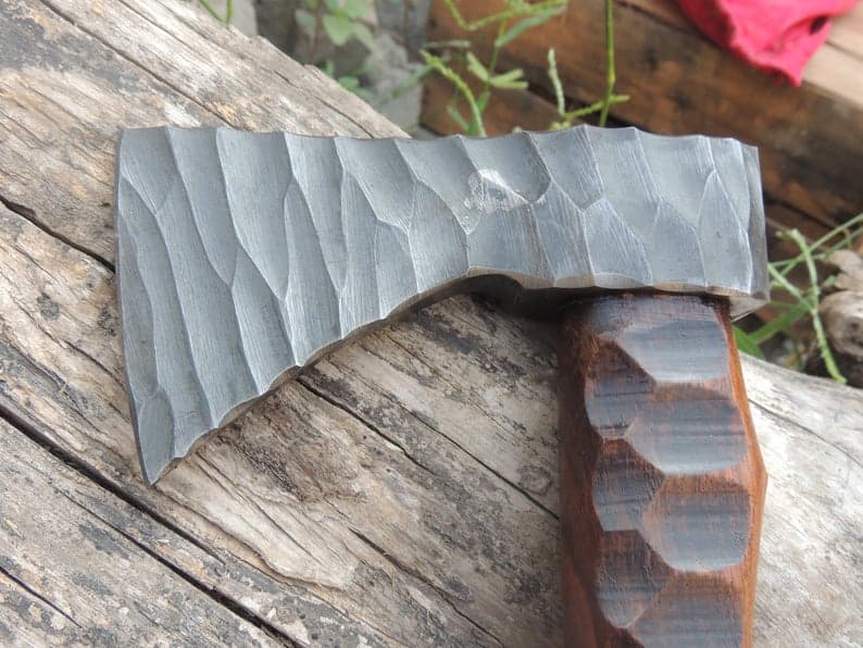 Carbon Steel Axe - Engraved Rose Wood Handle