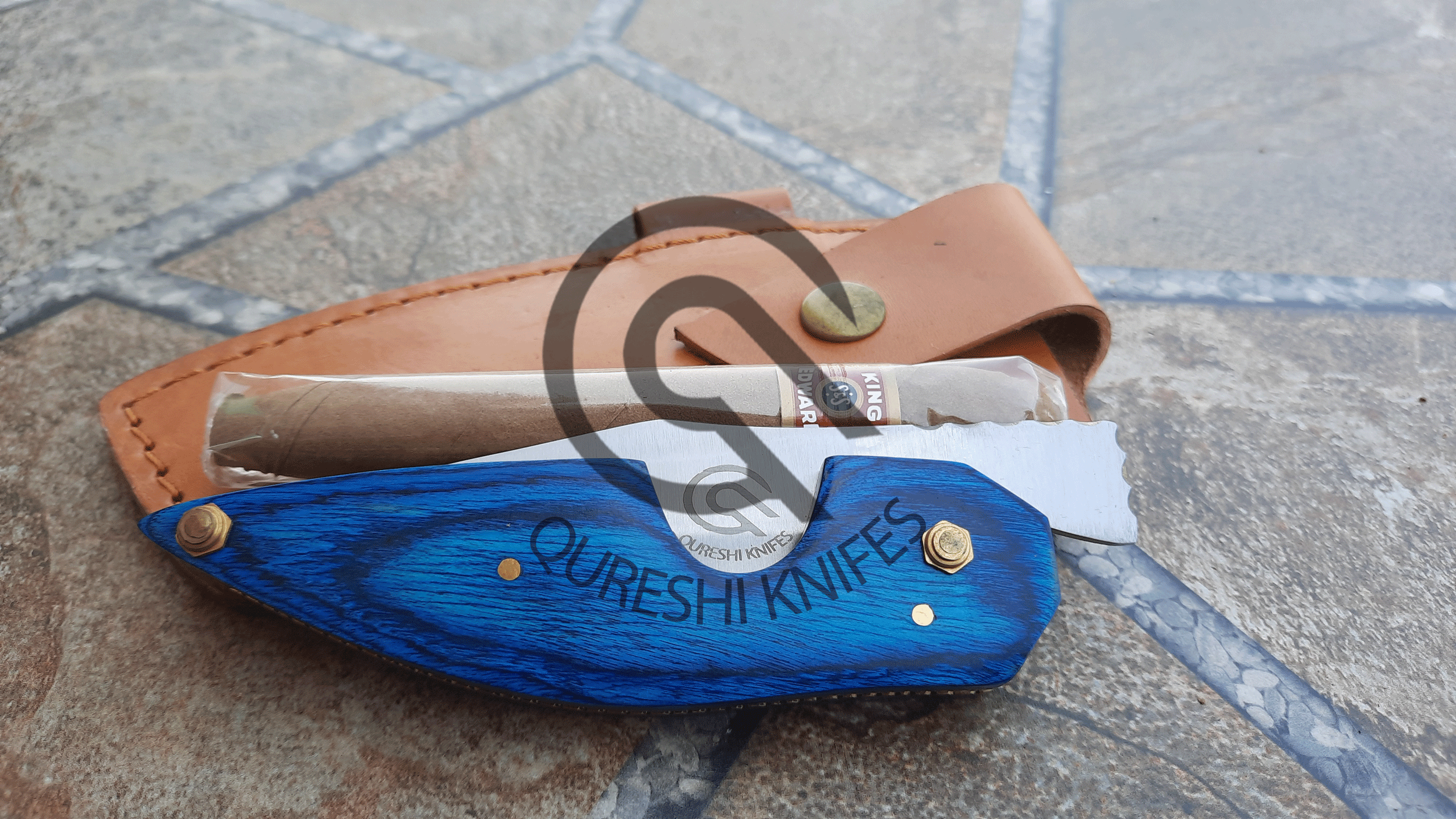 D2 Steel Cigar Knife - Color Wood Handle