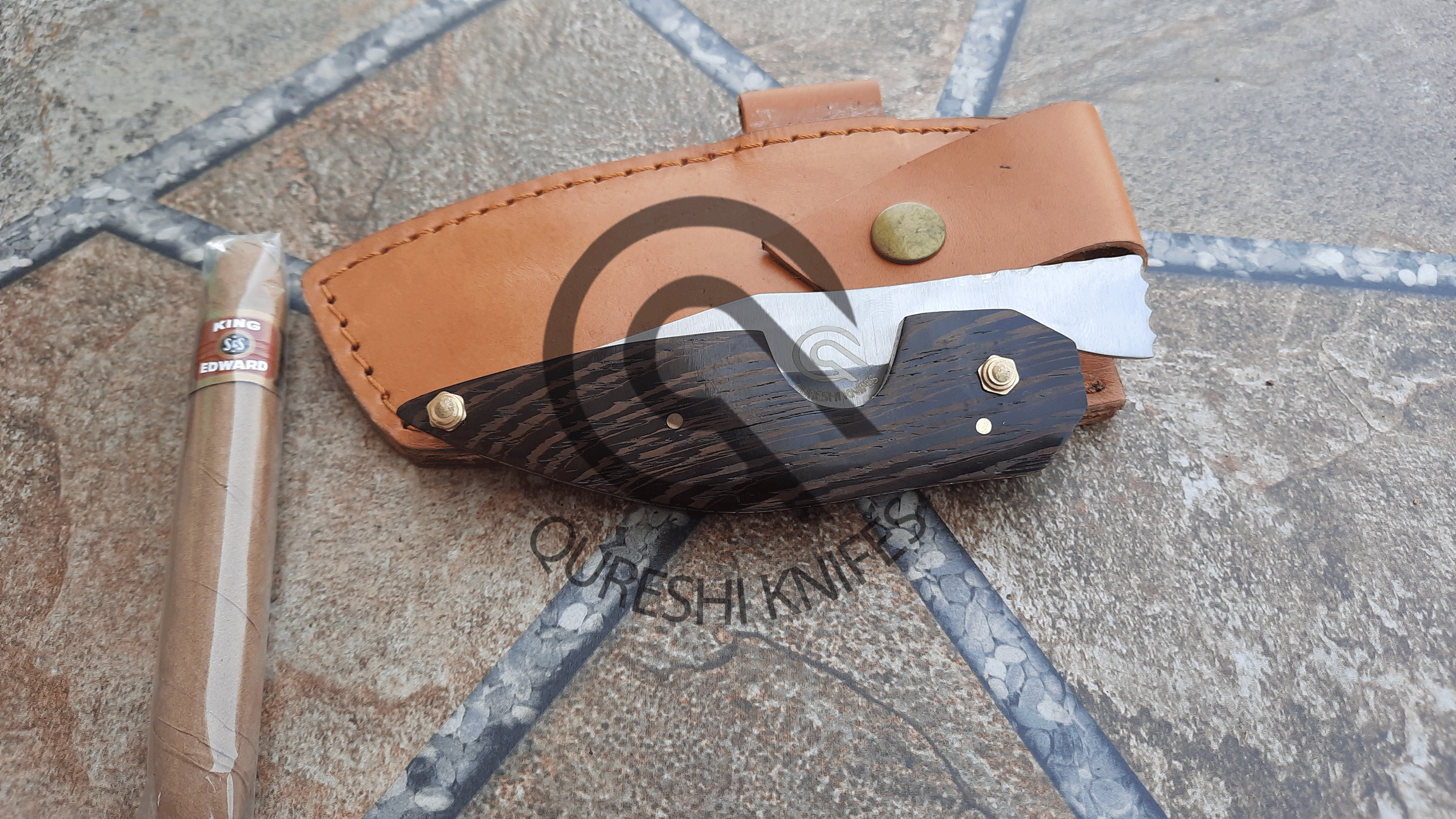 D2 Steel Cigar Knife - Wangi Wood Handle
